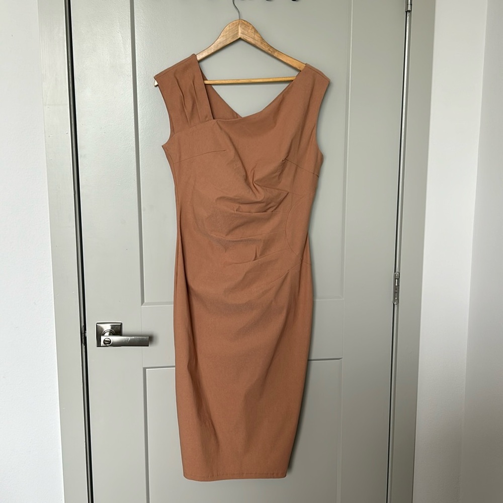 Nude cotton/nylon business professional pencil dress